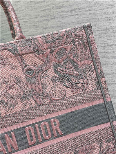 LARGE Dior BOOK TOTE Toile de Jouy Embroidery Pink&Grey High