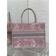 MEDIUM Dior BOOK TOTE Toile de Jouy Embroidery Pink&Grey High