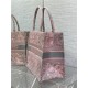 MEDIUM Dior BOOK TOTE Toile de Jouy Embroidery Pink&Grey High