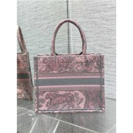 SMALL Dior BOOK TOTE Toile de Jouy Embroidery Pink&Grey High