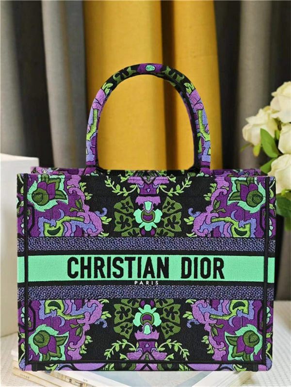 MEDIUM Dior BOOK TOTE Dior Indian Purple Embroidery High