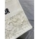 LARGE Dior BOOK TOTE Embroidered with 3D Flowers White High