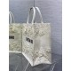 LARGE Dior BOOK TOTE Embroidered with 3D Flowers White High