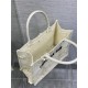 MEDIUM Dior BOOK TOTE Embroidered with 3D Flowers White High