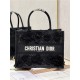 MEDIUM Dior BOOK TOTE Embroidered with 3D Flowers Black High