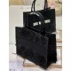 MEDIUM Dior BOOK TOTE Embroidered with 3D Flowers Black High