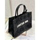 MEDIUM Dior BOOK TOTE Embroidered with 3D Flowers Black High