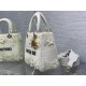 MEDIUM LADY D-LITE BAG Embroidered with 3D Flowers White High