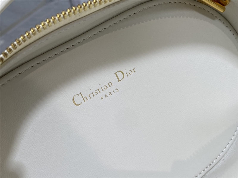 CD SIGNATURE OVAL CAMERA BAG Calfskin with Embossed CD Signature White High