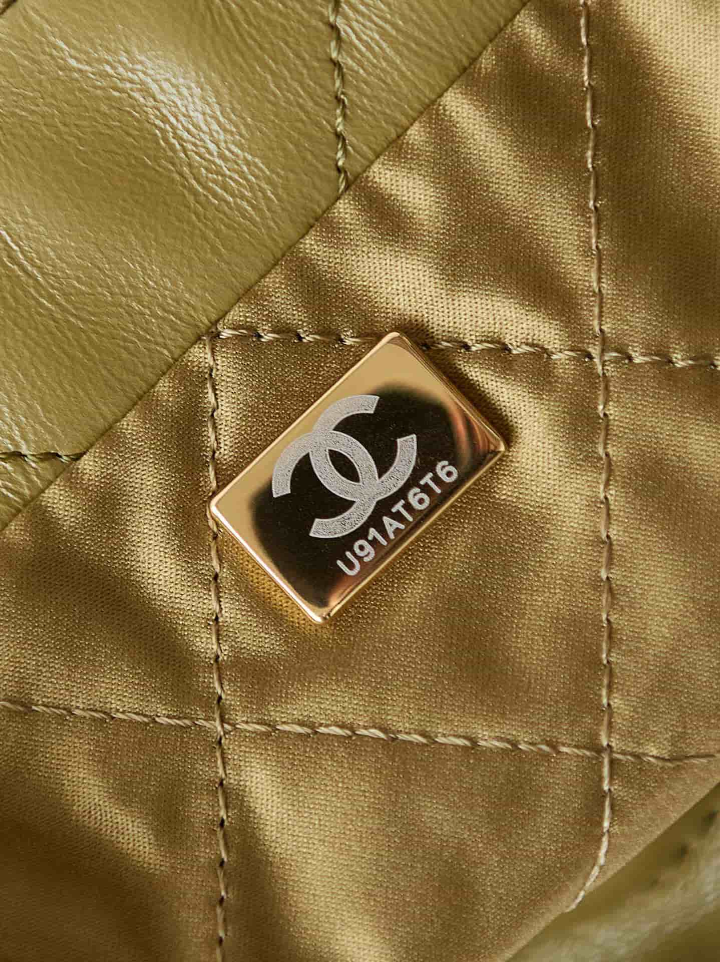 Chanel 22 MINI HANDBAG Shiny Calfskin Brown & Gold-Tone Metal AS3980 High