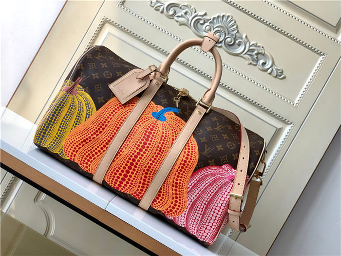 Louis Vuitton LV x YK Keepall 45 Monogram coated canvas with colorful Pumpkin print M46471 High