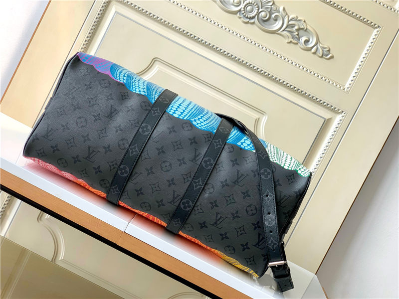 Louis Vuitton LV x YK Keepall 45 Monogram Eclipse Reverse coated canvas with colorful Pumpkin print M46441 High