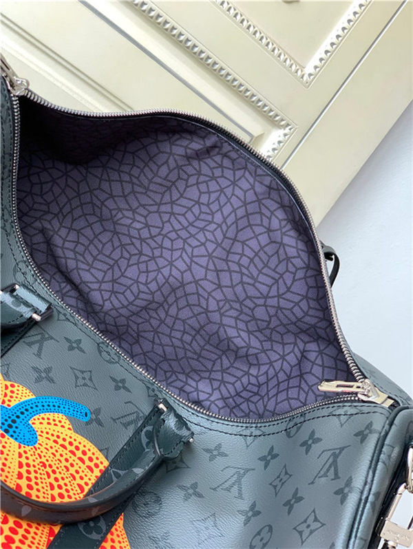 Louis Vuitton LV x YK Keepall 45 Monogram Eclipse Reverse coated canvas with colorful Pumpkin print M46441 High