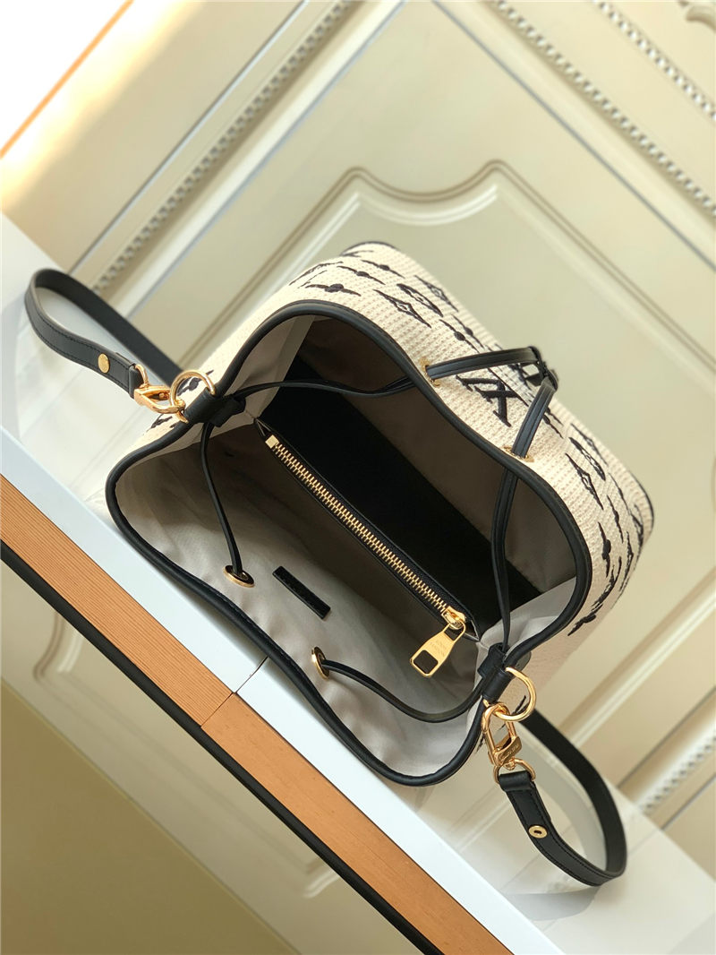 Louis Vuitton NÉONOÉ MM BAG Lotus cotton M23080 Beige Noir High