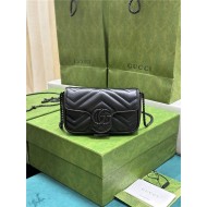 GG MARMONT MATELASSÉ SUPER MINI BAG 476433 Black High