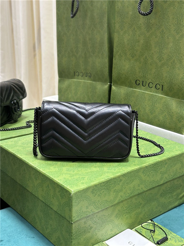 GG MARMONT MATELASSÉ SUPER MINI BAG 476433 Black High