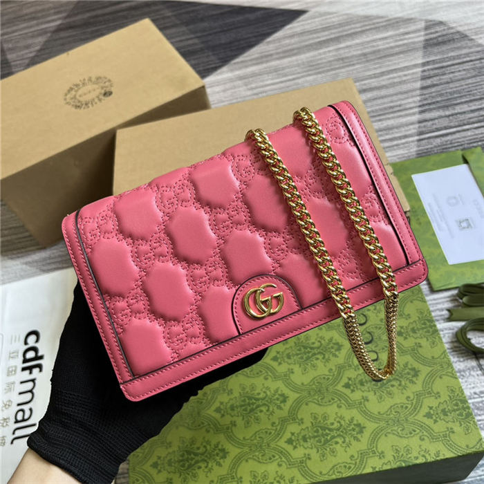 Gucci GG Matelassé chain wallet 723787 Leather Fuchsia-Pink High