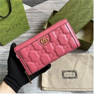 GG MATELASSÉ ZIP-AROUND WALLET 723784 Leather Pink high