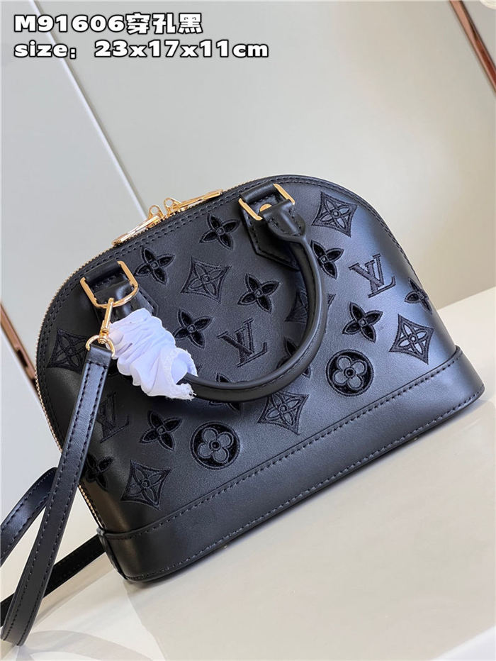 Louis Vuitton Alma BB Bag Calfskin Monogram Embroidrey M22878 Black High