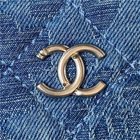 Chanel Vanity with Chain Denim Gold Metal Blue AP3204 A