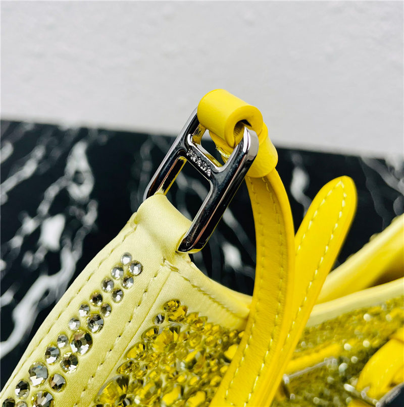 Prada Cleo satin bag with crystals 1BC169 Yellow High