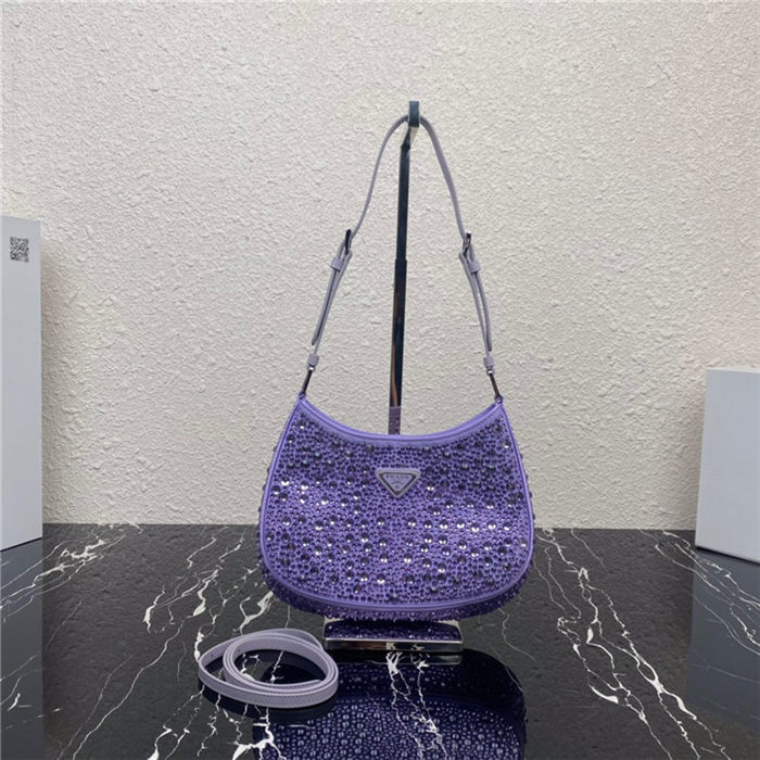 Prada Cleo satin bag with crystals 1BC169 Purple High