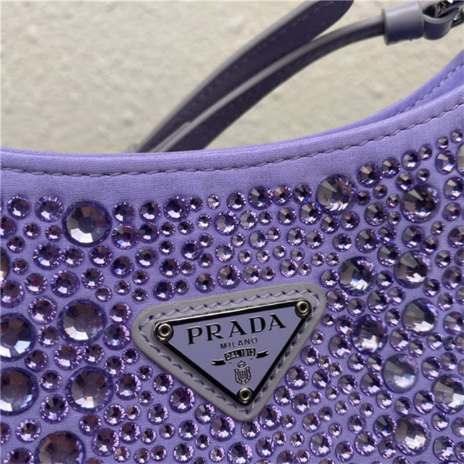 Prada Cleo satin bag with crystals 1BC169 Purple High