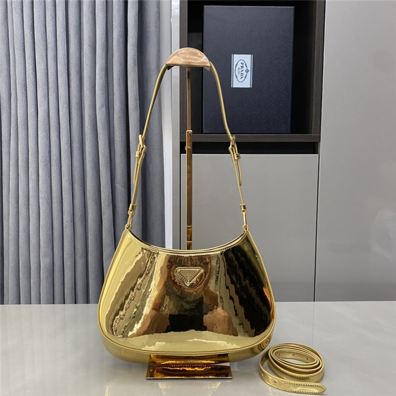 Prada Cleo brushed leather shoulder bag 1BC169 Gold High