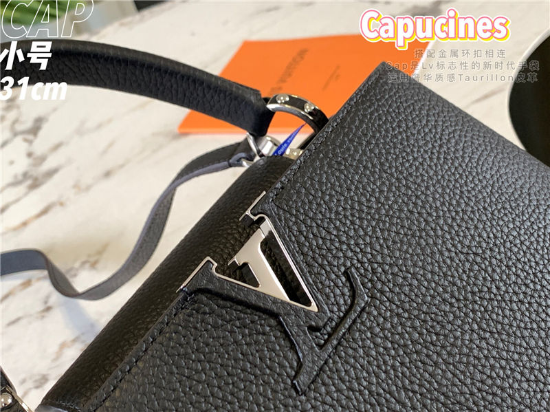 Louis Vuitton CAPUCINES MM Taurillon Black M42259 High