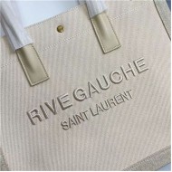 RIVE GAUCHE SMALL TOTE BAG IN LINEN AND LEATHER High