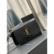 CASSANDRE SAINT LAURENT FLAP POUCH IN CROCODILE LEATHER BLACK High