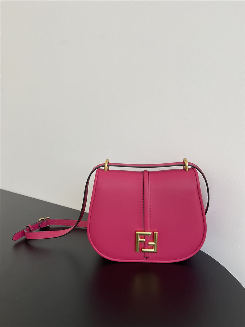 Fendi C’mon Medium leather and full-grain leather bag Pink High