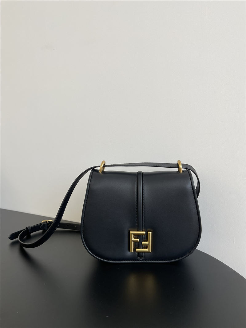 Fendi C’mon Medium leather and full-grain leather bag Black High