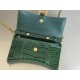 WOMEN'S HOURGLASS WALLET ON CHAIN IN Shiny Crocodile Embossed Green High