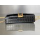 WOMEN'S HOURGLASS WALLET ON CHAIN IN Shiny Crocodile Embossed Black-Gold High