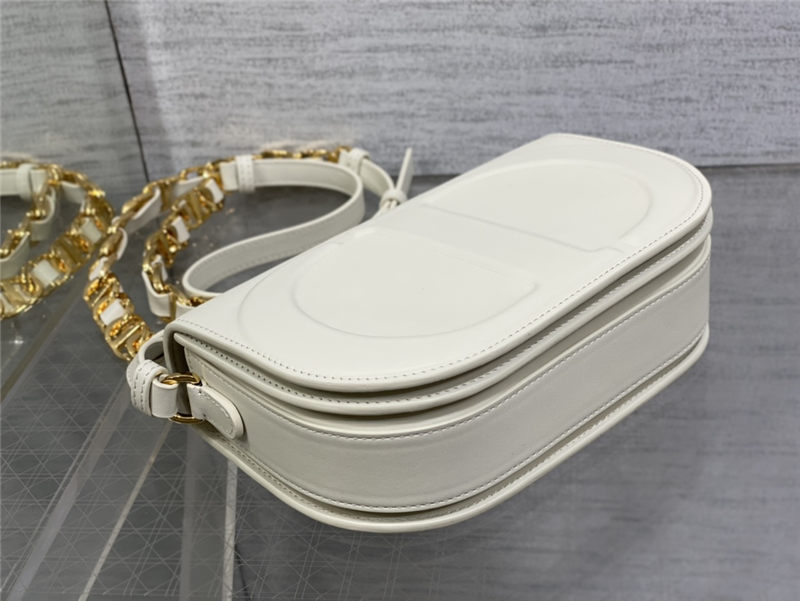 CD SIGNATURE BAG WITH STRAP CD-Embossed Box Calfskin White High