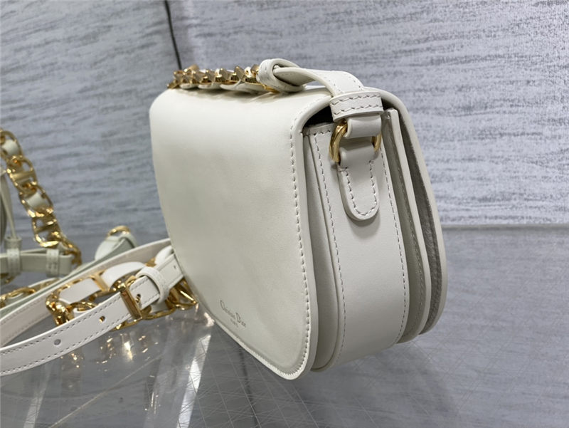 CD SIGNATURE BAG WITH STRAP CD-Embossed Box Calfskin White High