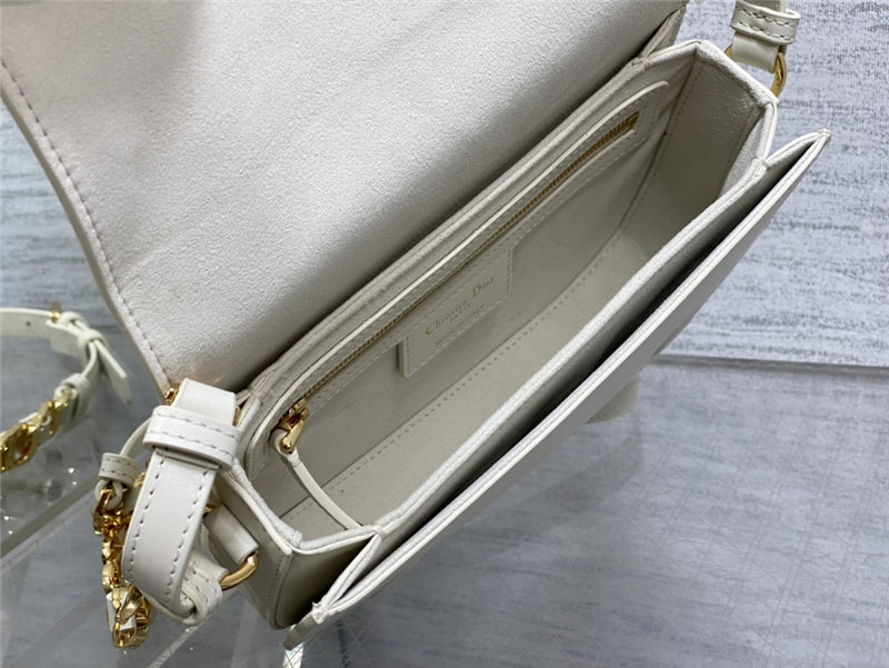 CD SIGNATURE BAG WITH STRAP CD-Embossed Box Calfskin White High