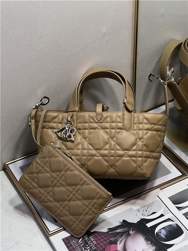 DIOR TOUJOURS BAG SMALL Macrocannage Calfskin Tan High