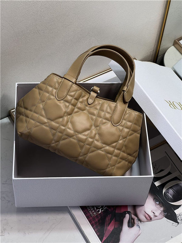 DIOR TOUJOURS BAG SMALL Macrocannage Calfskin Tan High