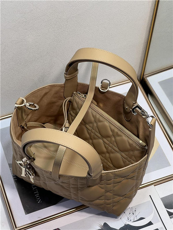 DIOR TOUJOURS BAG SMALL Macrocannage Calfskin Tan High