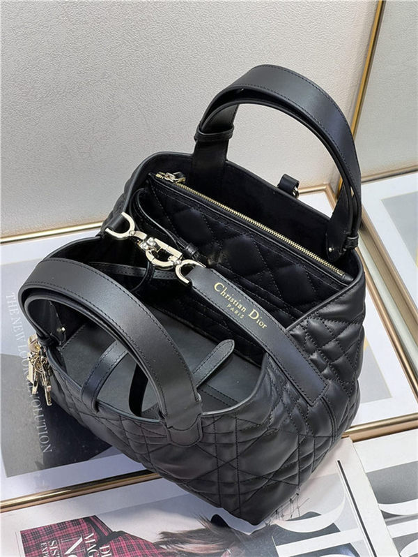 DIOR TOUJOURS BAG SMALL Macrocannage Calfskin Black High