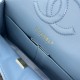 Medium CLASSIC HANDBAG Grained Calfskin Blue Gold Metal A