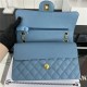 Medium CLASSIC HANDBAG Grained Calfskin Blue Gold Metal A