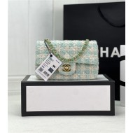 Chanel Mini Classic Flap Bag Tweed Green High