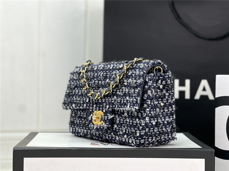 Chanel Mini Classic Flap Bag Tweed Navy-Blue High