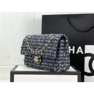 Chanel Medium Classic Flap Bag Tweed Navy-Blue High