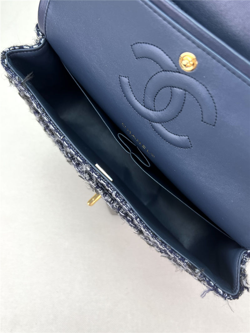 Chanel Medium Classic Flap Bag Tweed Navy-Blue High