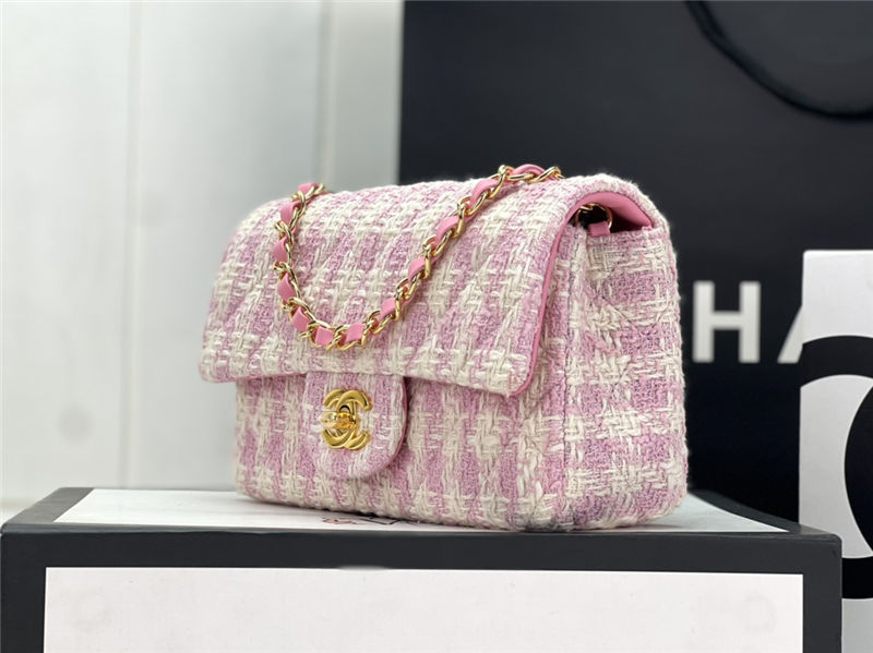 Chanel Mini Classic Flap Bag Tweed Pink-3 High