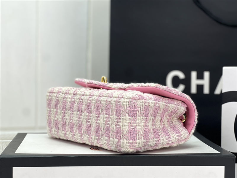 Chanel Mini Classic Flap Bag Tweed Pink-3 High